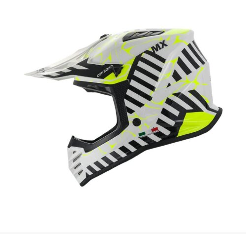 SWAY FS-618 ÇOCUK CROSS KASK 53-54CM ALERT GLOSS WHITE-YELLOW - SWAY